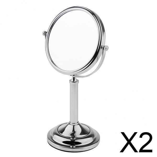 2xFree Standing Vanity Dual Side Bathroom Make Up Mirror 3x Magnification