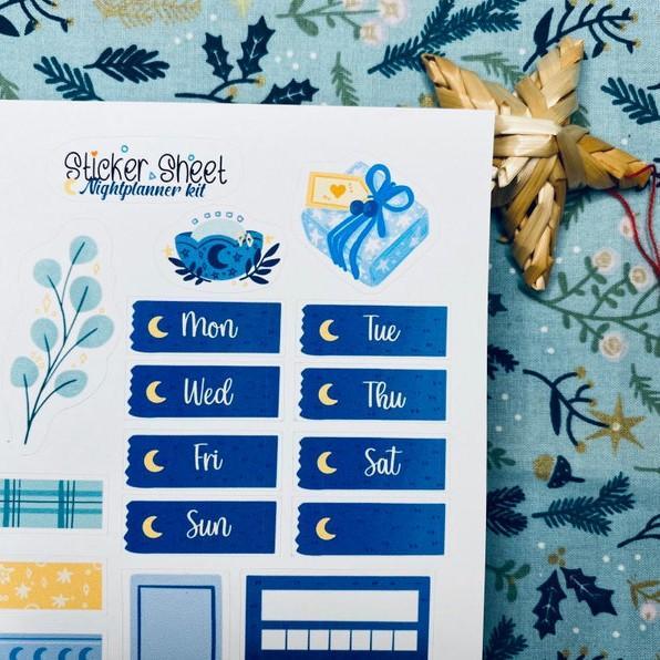 Sticker sheet night planner kit - chuyên dán, trang trí sổ nhật kí, sổ tay | Bullet journal sticker - unim057