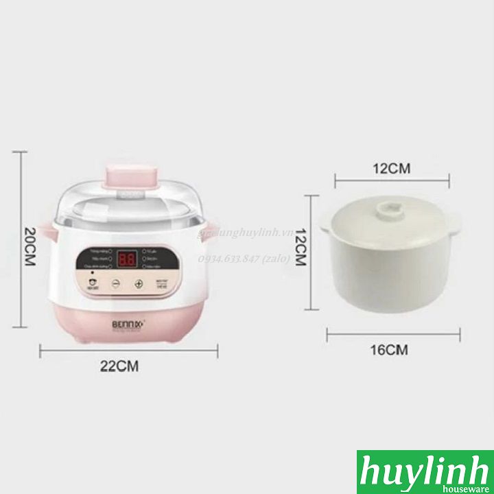 Nồi chưng yến - nấu chậm Bennix 1 lít BN-100A - Màu trắng - Hàng chính hãng