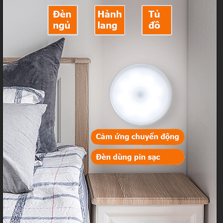 Đèn Cảm Ứng Chuyển Động, Đèn Led Dán Tường Cảm Biến Thông Minh Không Dây Dán Tủ Quần Áo, Cầu Thang, Phòng Ngủ...