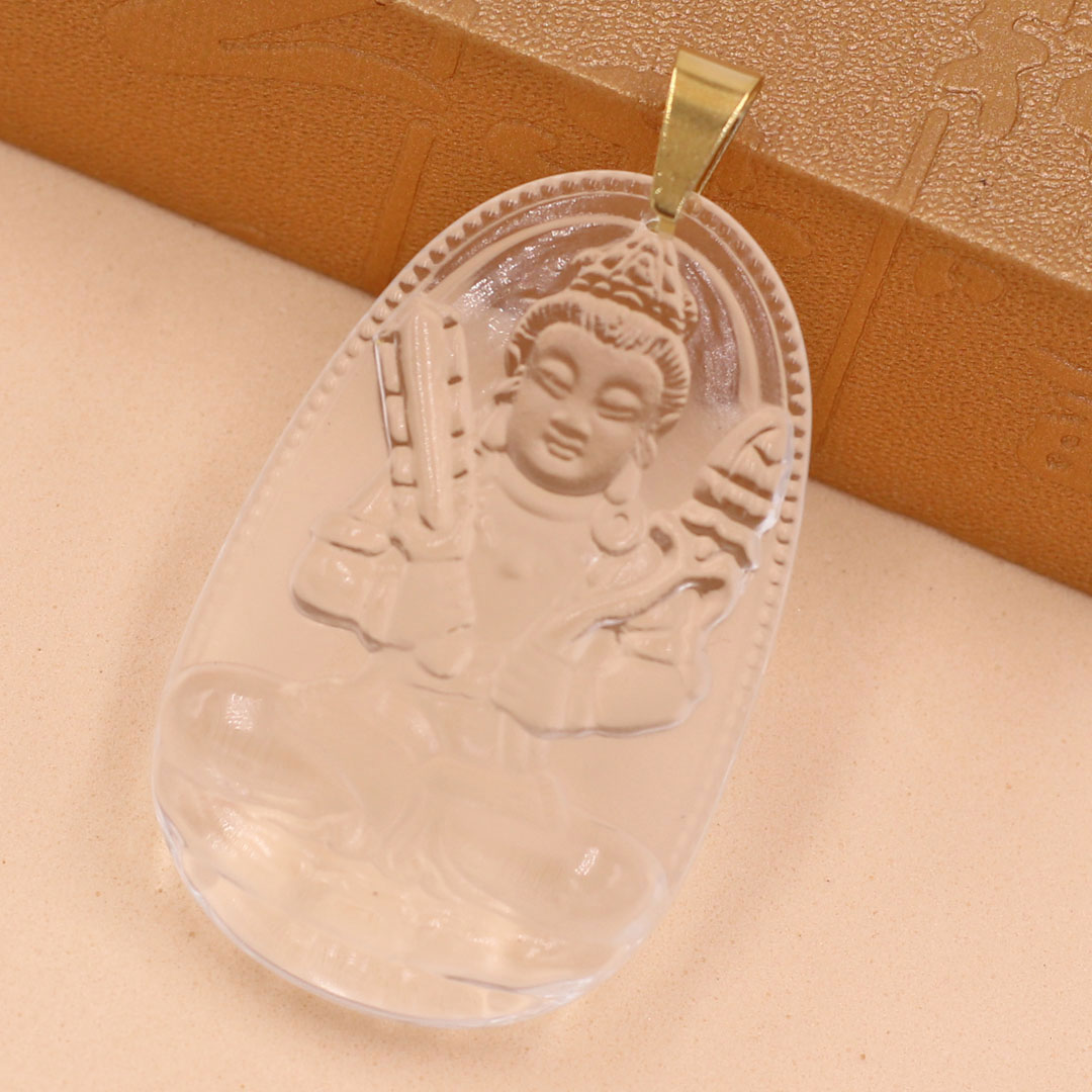 Mặt dây chuyền Hư Không Tạng Bồ Tát thủy tinh trong size nhỏ 3.6cm MFBTT6 - phật bản mệnh tuổi Sửu, Dần