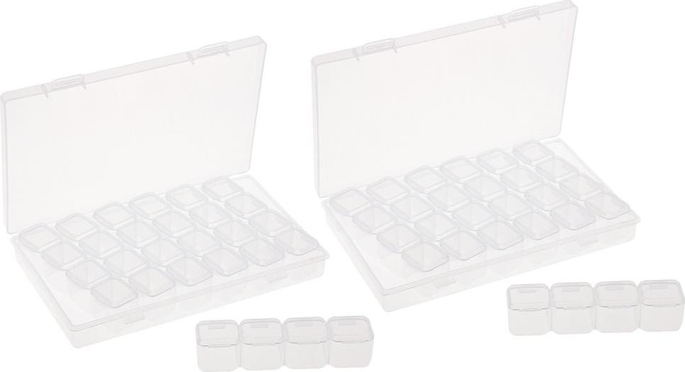 2 Bộ 28 Khe Nhựa Trong Tổ Chức Bình Chứa Túi Cất Giữ Móng Đầu Trang Sức Hạt