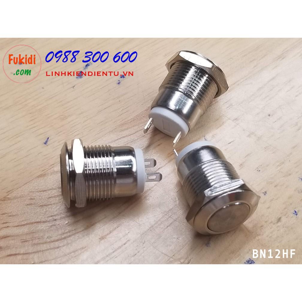 Nút nhấn vỏ kim loại, phi 12mm, chống thấm nước