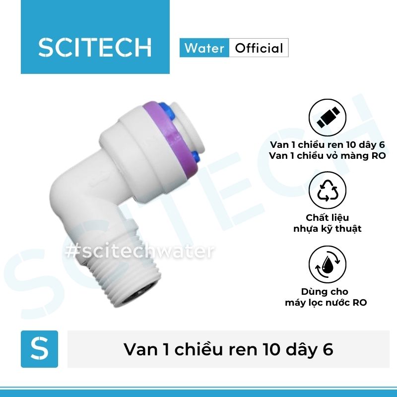 Van 1 chiều ren 10 ra dây 6 dùng trong máy lọc nước - Hàng chính hãng