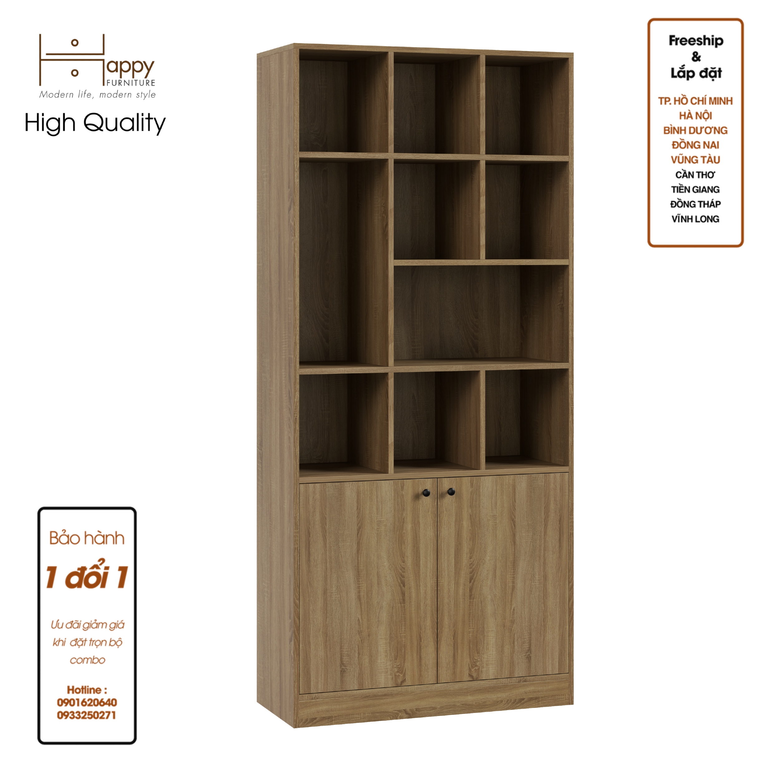 [Happy Home Furniture] CATY , Kệ sách 2 cửa mở ,  90cm x 39cm x 200cm (DxRxC), KSA_025