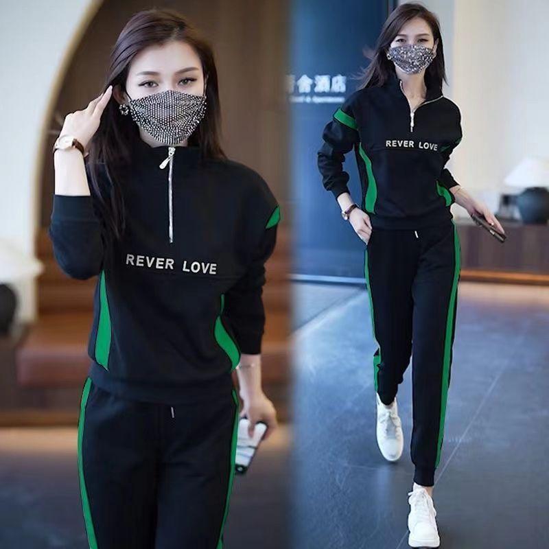 Bộ Đồ Thể Thao Áo Sweater Cổ Đứng Dáng Rộng Kiểu Hàn Quốc Thời Trang Mùa Thu 2022 Cho Nữ