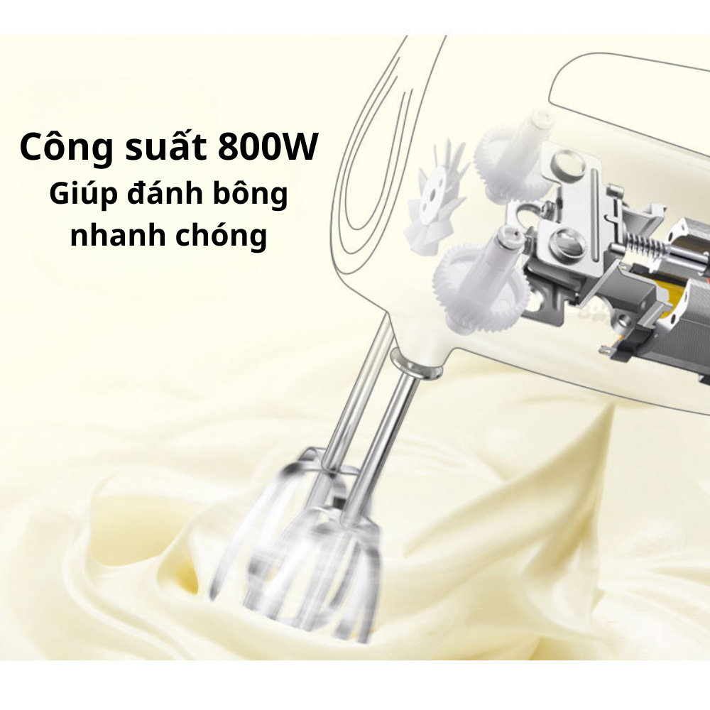 Máy đánh trứng cầm tay đánh được bột Lumabella LB-6621 công suất 200W, có 5 tốc độ điều chỉnh, dễ dùng [BẢO HÀNH 1 NĂM] - DELIYA HÀNG CHÍNH HÃNG
