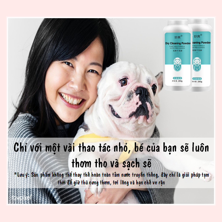 Phấn tắm khô dưỡng lông cho chó mèo