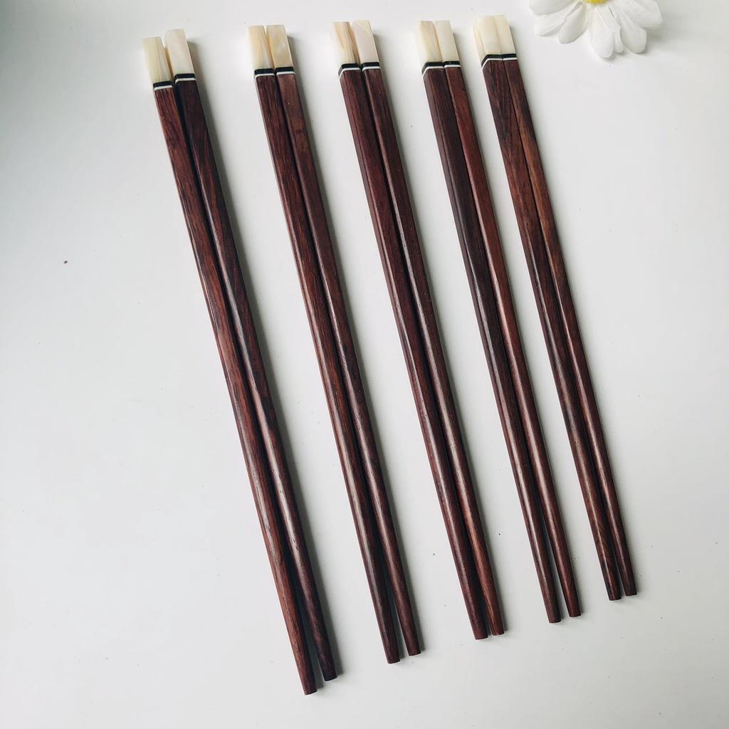 Đũa Gỗ Trắc Đỏ 25cm Cán Khảm Trai Trắng,Đũa Phong Cách Nhật Bản, Phụ Kiện Nhà Bếp, Chụp Ảnh Decor