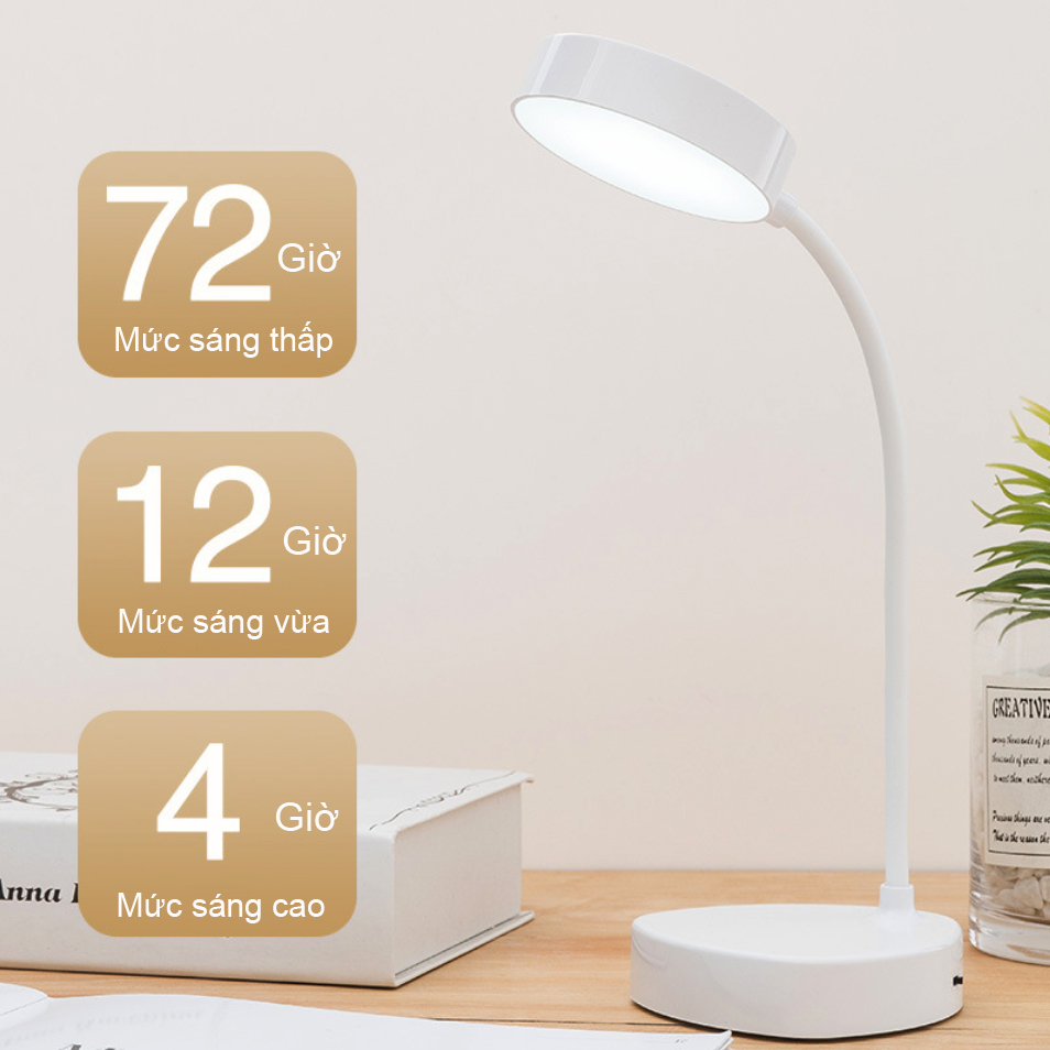 Đèn Học Led Chống Cận Bảo Vệ Mắt, Ba Chế Độ Màu, Công Tắc Cảm Biến, Cổ Silicon Uốn Dẻo