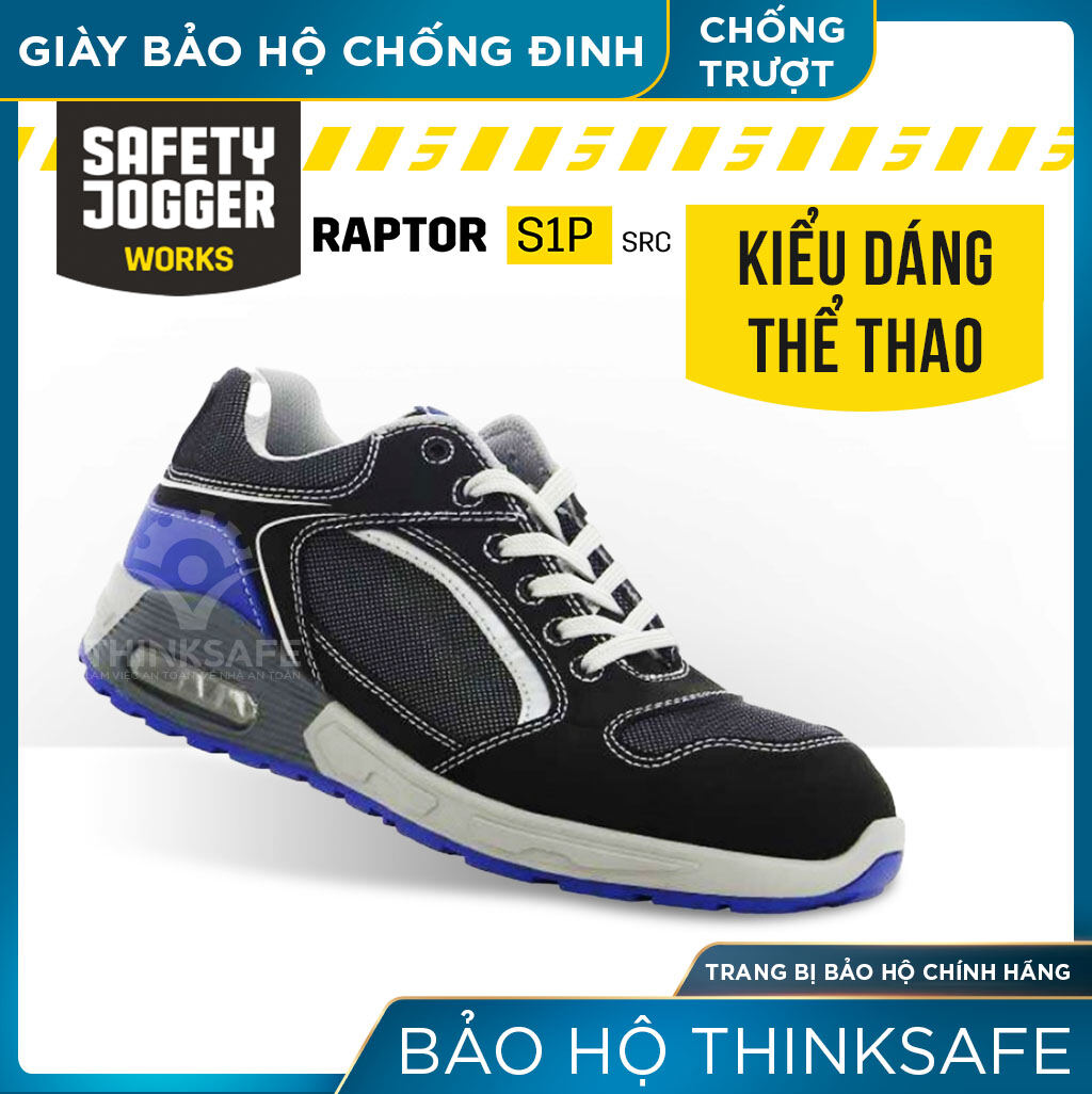 Giày bảo hộ siêu nhẹ Safety Jogger , giày bảo hộ chính hãng cao cấp, thiết kế thể thao, đẹp, giày chống đinh, đi công trường, công trình - Giày bảo hộ lao động Raptor S1P