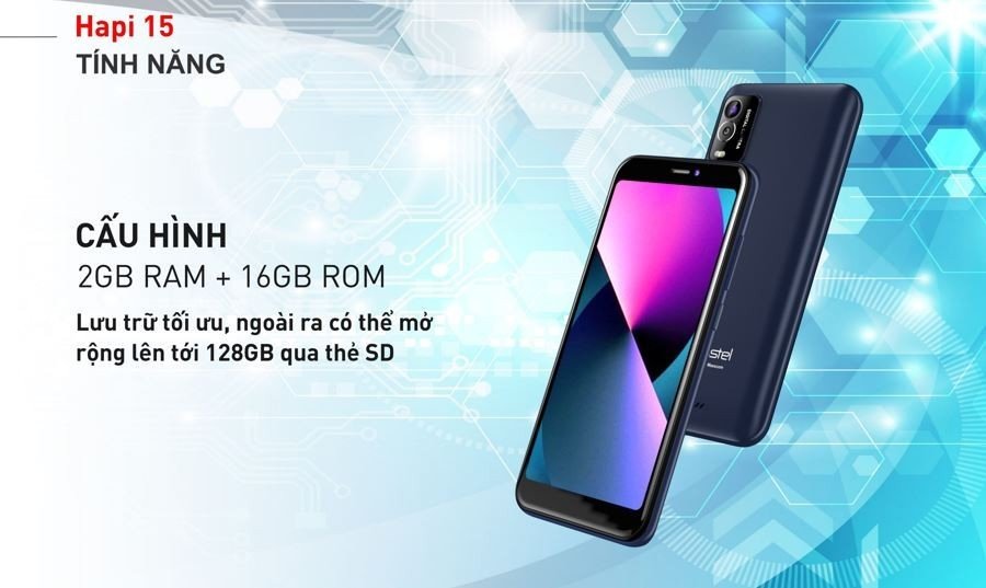 Điện thoại smartphone Masstel Hapi 15 (2GB/16GB) - 2 Sim, Tặng kèm ốp lưng - Hàng chính hãng - Bảo hành chính hãng