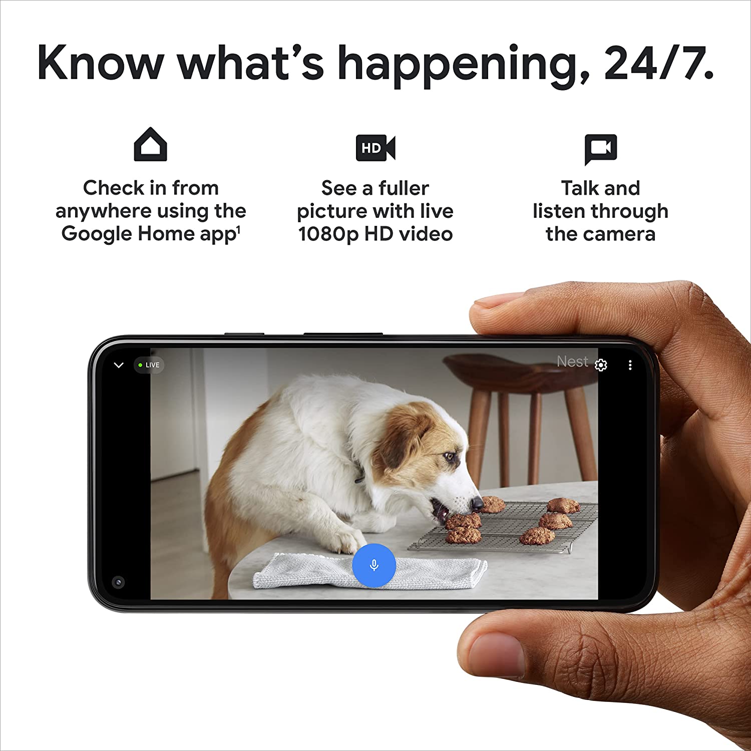 Google Nest Cam Indoor Wired Gen 2 Full HD 1080p HDR Đèn Hồng ngoại ban đêm - Hàng Nhập khẩu