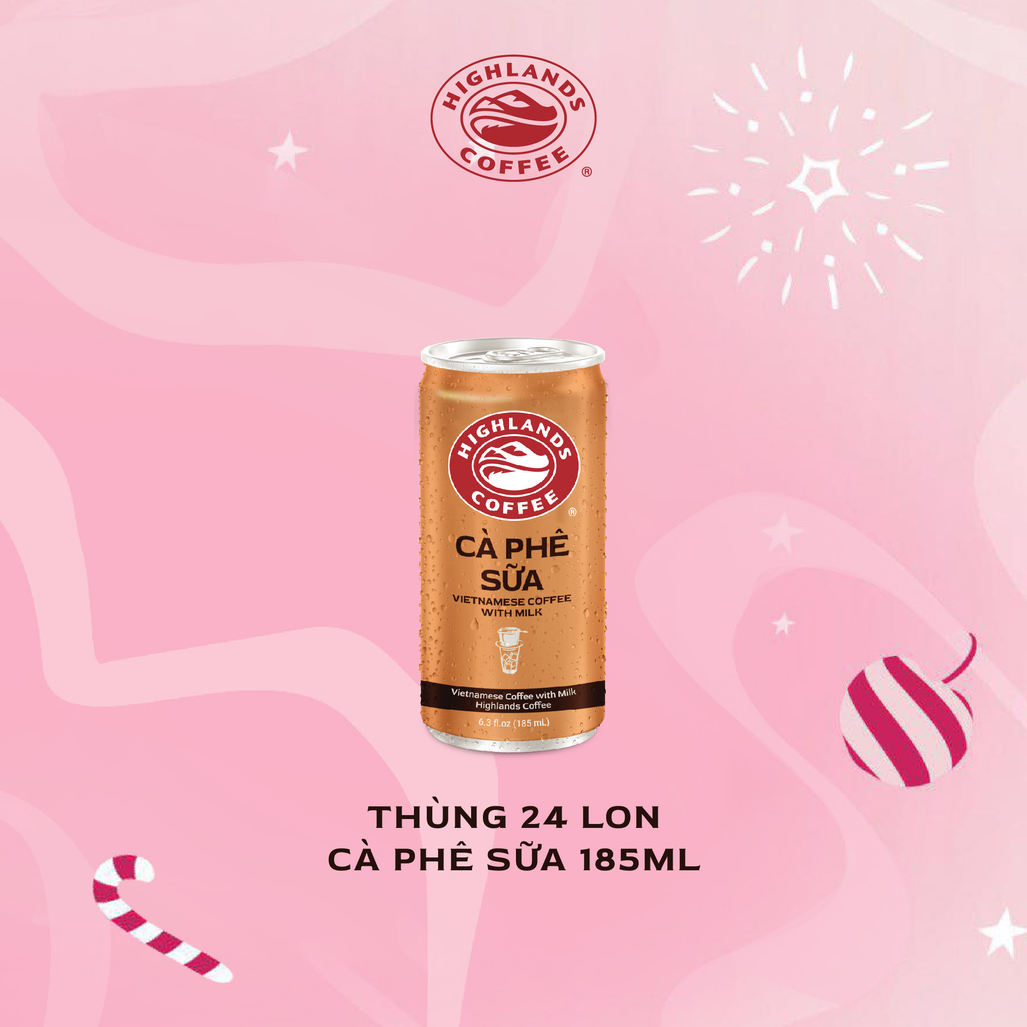 Thùng 24 Lon Cà Phê Sữa Highlands Coffee (185ml/Lon)