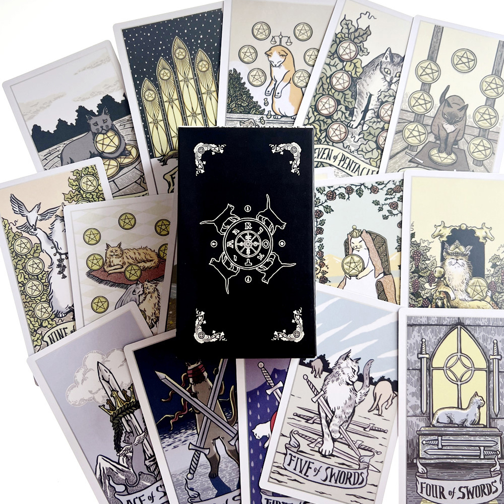 Bộ Bài Stray Cat Tarot 78 Lá Bài 7x12 Cm Tặng Đá Thanh Tẩy