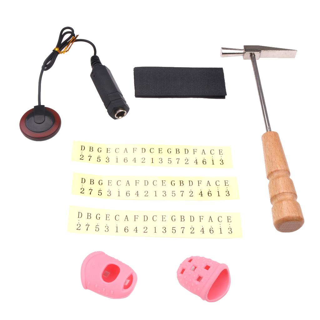 Sunnimix Kalimba Ngón Tay Cái Đàn Piano Chỉnh Dụng Cụ + Đầu Ngón Tay Bảo Vệ + Lưu Ý Miếng Dán + Đón Gót