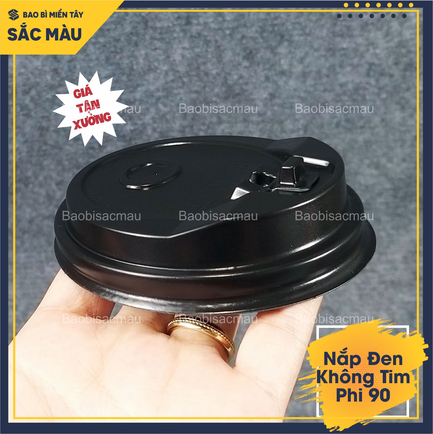Sỉ 50 Nắp Đen nhựa phi 90mm nắp ly giấy, nắp ly tim
