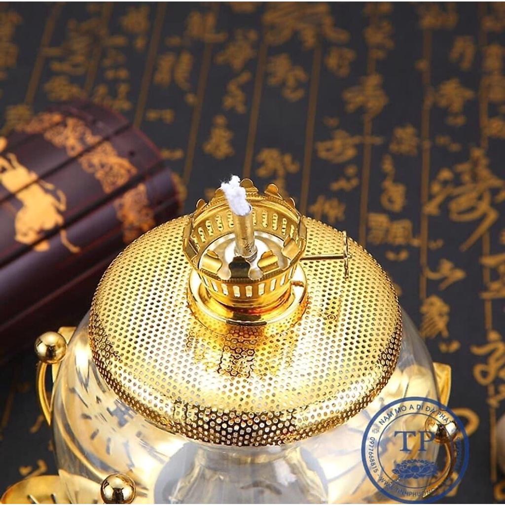 ĐÈN THỜ ĐỐT DẦU KẾ SEN HỢP KIM SI VÀNG KH18265