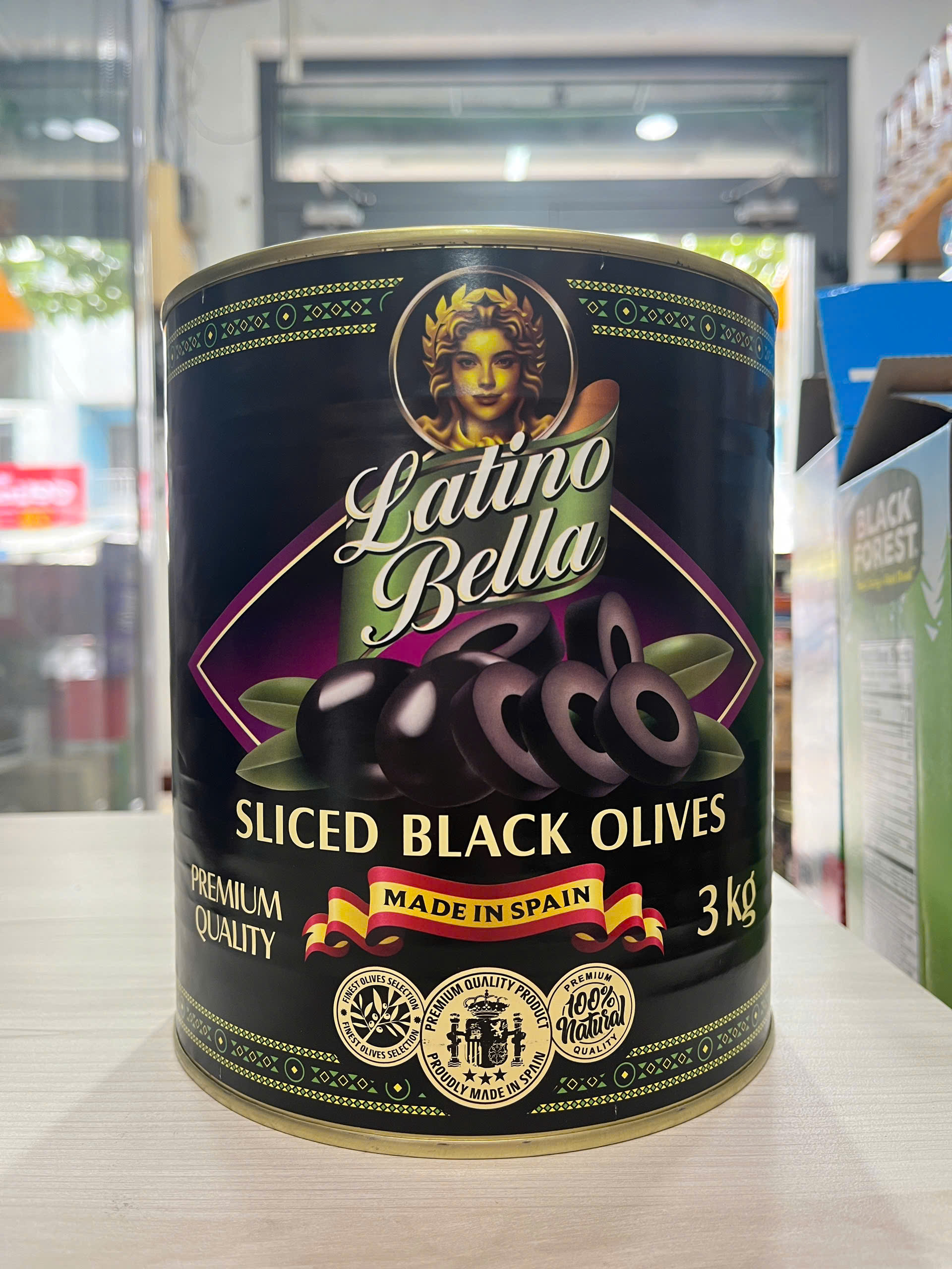 Oliu Đen Cắt Lát Latino Bella 3KG, Tây Ban Nha - Sliced Black Olives