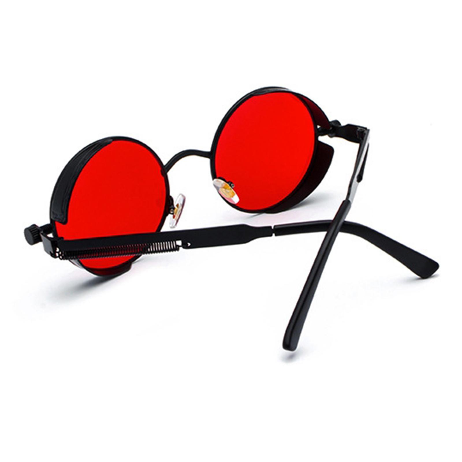 Retro Gothic Circle Round Sunglasses Fashion Goggles Metal Frame Gold Pink