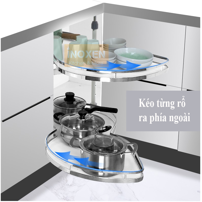 Kệ góc lá cho tủ bếp KGH-90L/R INOXEN