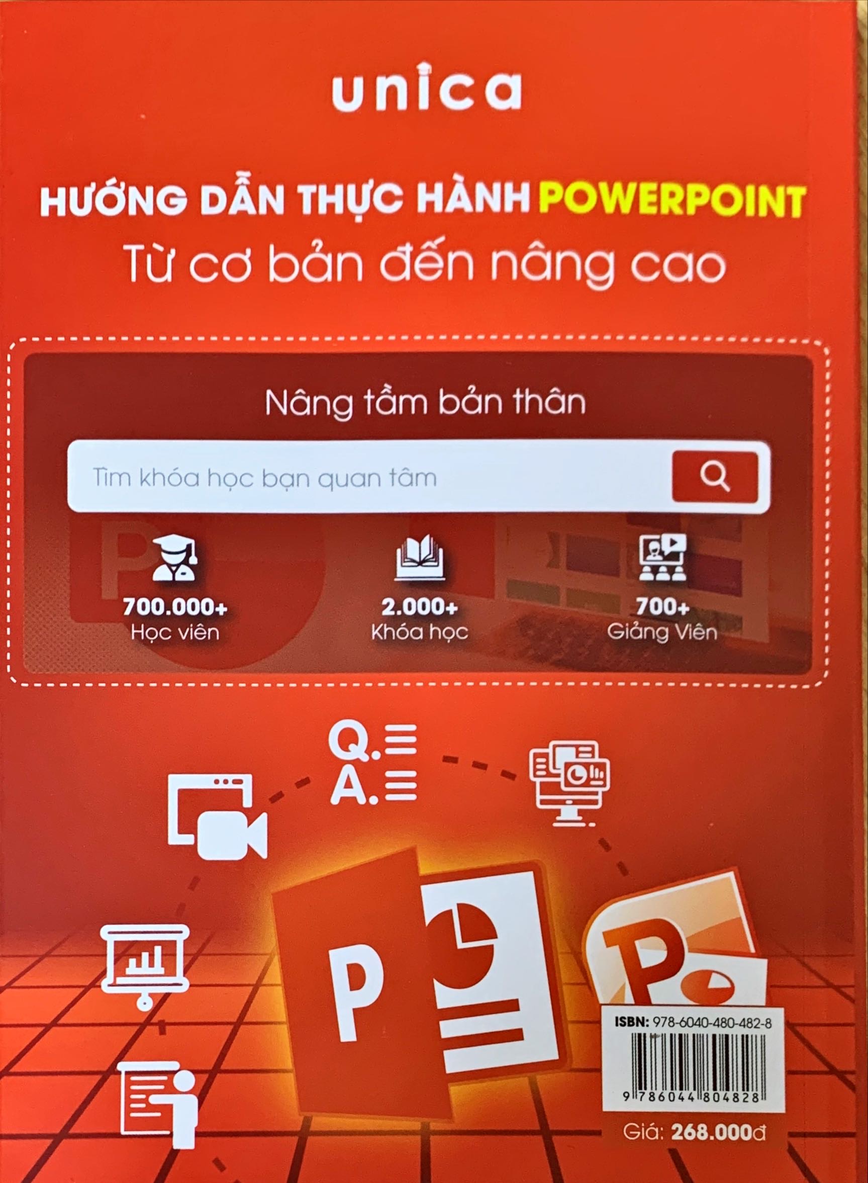 Sách PowerPoint Tin học văn phòng Unica, Hướng dẫn thực hành từ cơ bản đến nâng cao, in màu chi tiết, TẶNG video bài giảng