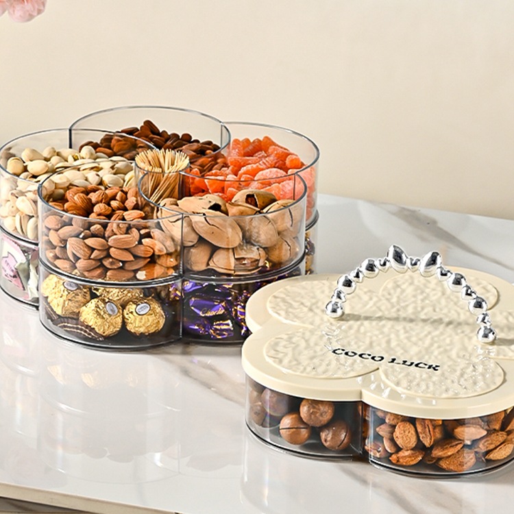 Khay Mứt Hoa 6 Cánh – Hộp Đựng Bánh Kẹo Tết Nhựa Meka Cứng, Nắp Hoa Văn Cao Cấp - HÀNG CHÍNH HÃNG MINIIN