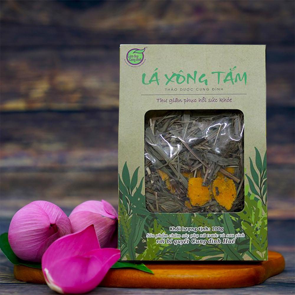 Xông Hơi Trắng Da Sau Sinh- Cung Đình (4 lá xông tắm thảo dược, 1 Nghệ hạ thổ, 1 Lều xông)