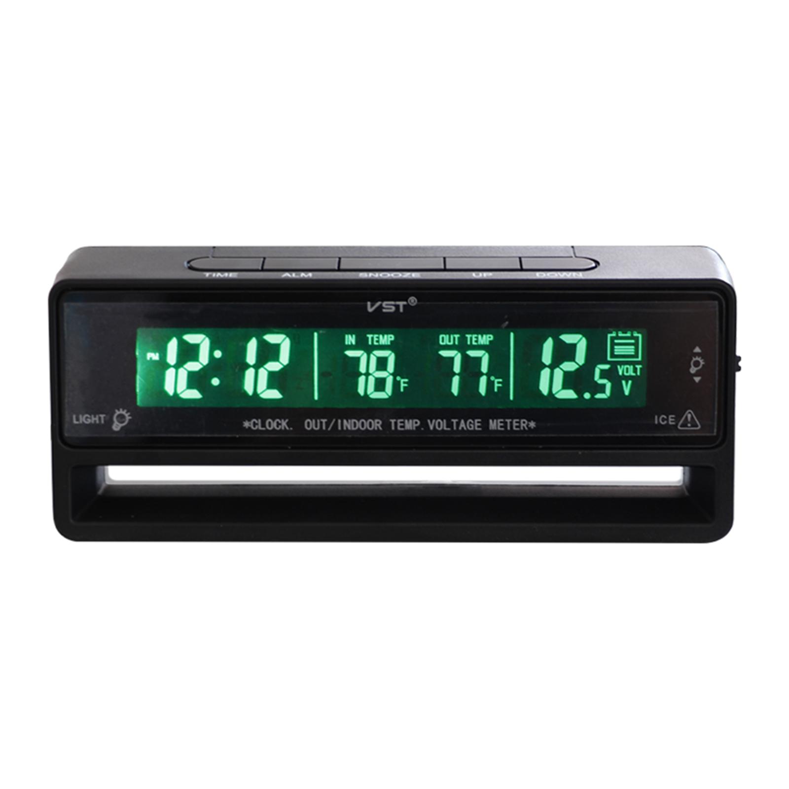 Car Auto Digital Clock Temperature Voltage Meter Battery Monitor