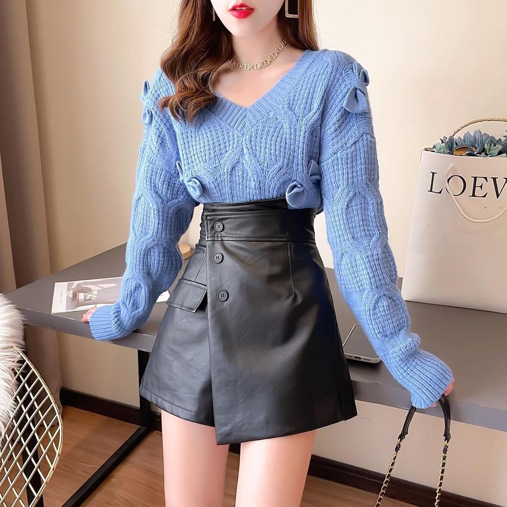 QUẦN VÁY DA MÀU ĐEN NÂU HOT HIT HIỆN ĐẠI QUẦN DA 3 KHUYA