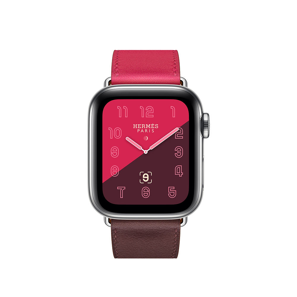 Dây đeo thanh thế cho apple Watch da 2 màu cao cấp _ Hồng tím _ 44mm