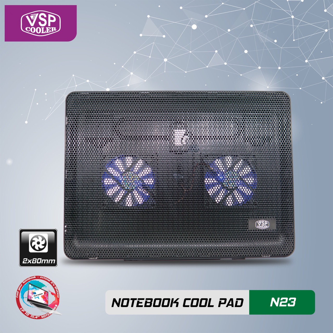 ĐẾ TẢN NHIỆT VSP COOLER N23 (2*Fan 8cm) - giao ngẫu nhiên - hàng nhập khẩu