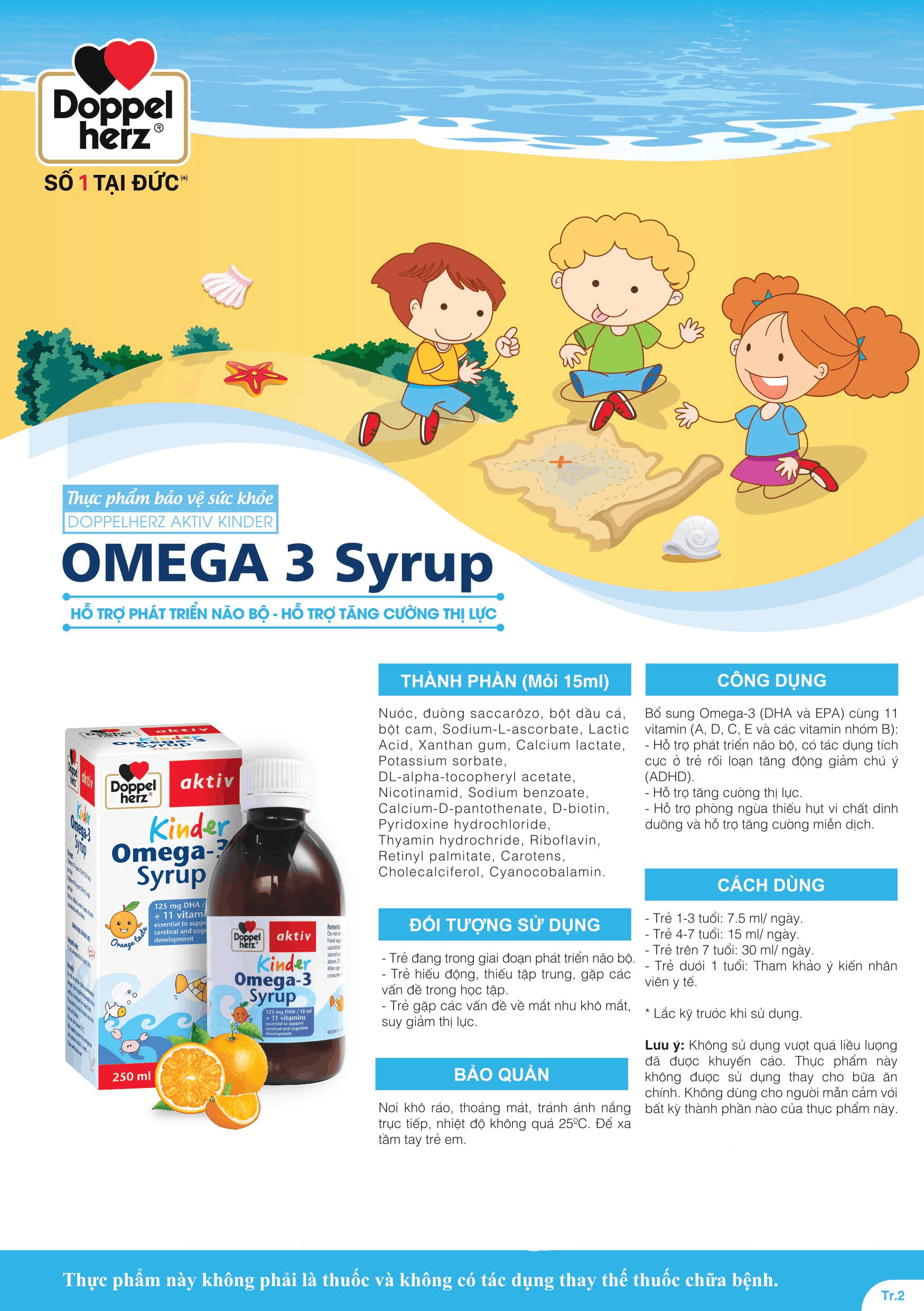 Bộ đôi Thông minh cao lớn Kinder Omega-3 Syrup và Calciovin Liquid Doppelherz