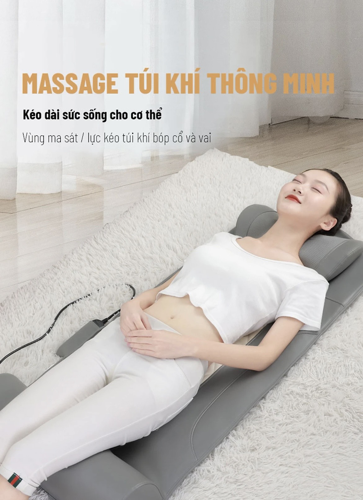 Đệm Massage Toàn Thân - Máy Massage Kết Hợp Túi Khí Và Bi Massage Nhiệt Hồng Ngoại Giúp Thư Giãn, Giảm Đau Cơ Thể