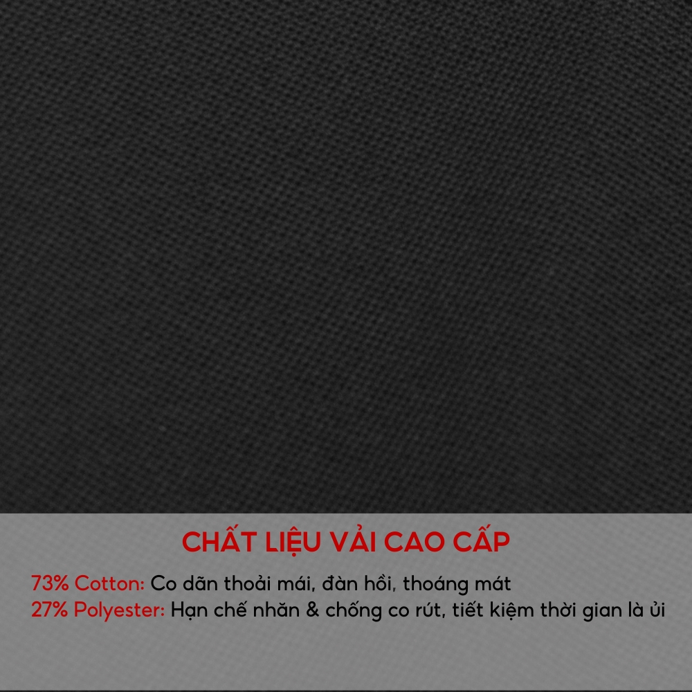 Áo Polo Vải Cotton Mềm Mịn, Thoáng Mát, Thấm Hút Nhanh, Chống Nhăn 7APCB002DEN