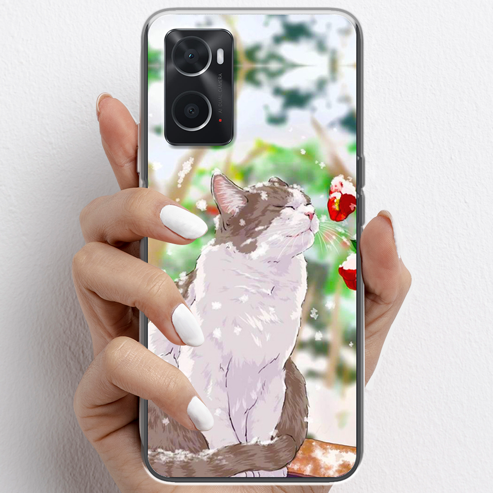 Ốp lưng cho Oppo A76, Oppo A96 nhựa TPU mẫu Mèo trắng