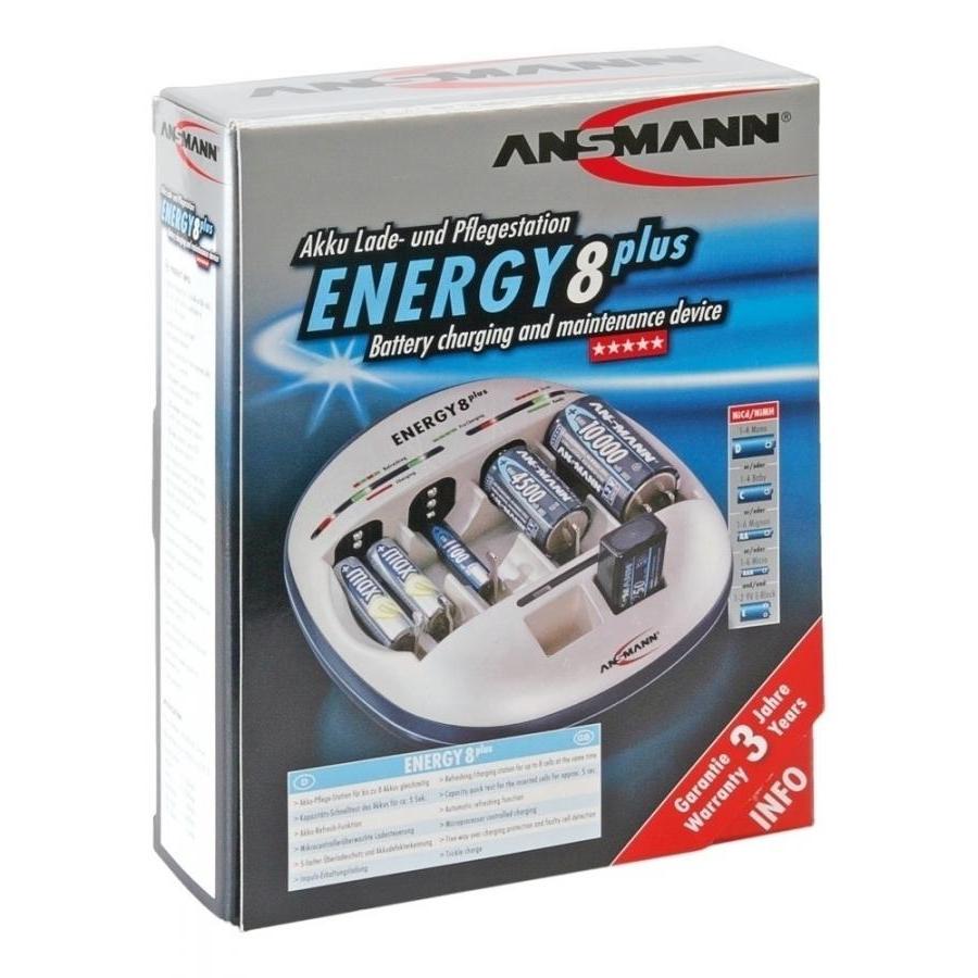 Bộ sạc Pin AA, AAA, C,D, 9V ENERGY 8 Plus ANSMANN - Hàng Nhập Khẩu