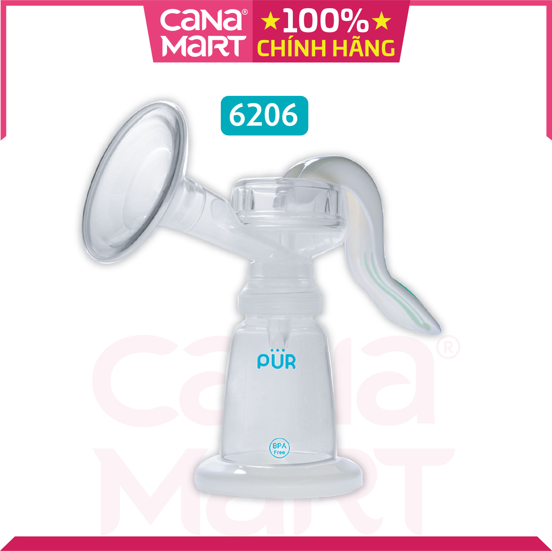 Dụng cụ hút sữa bằng tay PUR nhỏ gọn, lực hút mạnh, sản phẩm không chứa BPA (6206)