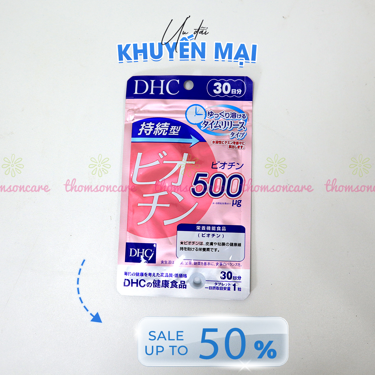 Viên uống Biotin Hoa Hồng từ DHC Nhật Bản - Kích thích mọc tóc cho nam, giảm rụng tóc cho phụ nữ sau sinh - gói 30 viên