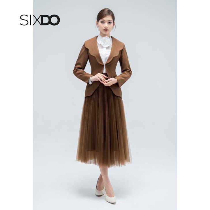 Áo vest nữ woven SIXDO viền sò sang trọng