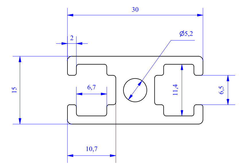 Nhôm thanh 15x30 (LWA-130261500) - Miễn phí cắt theo kích thước yêu cầu (Giá đã bao gồm VAT)