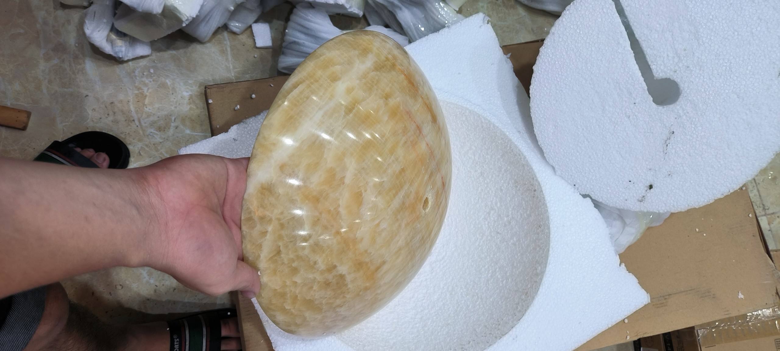 Đèn chùm đồng đá 18 tay phòng khách phong cách tân cổ điển cao cấp DCN