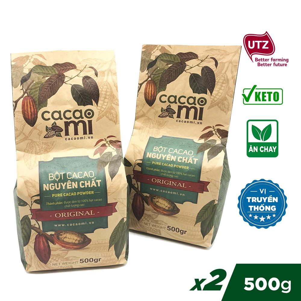 Bột cacao nguyên chất 100% không đường vị truyền thống CacaoMi Original - 1kg