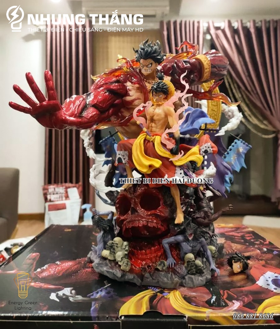 Mô Hình One Piece Monkey D Luffy Gear 4 Cao Cấp OP-001 - Có Đèn LED - Chiến Đấu Thần Fudo Kaido - 2 Đầu Thế - CÓ VIDEO