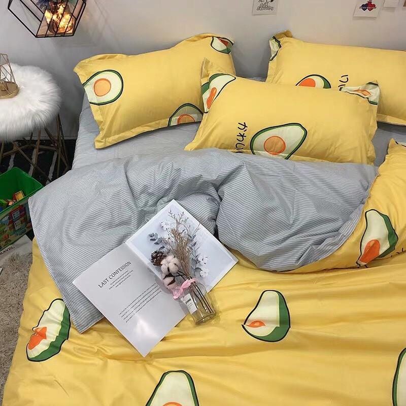 Bộ chăn ga Cotton Poly - bơ vàng mẫu mới phong các Hàn Quốc