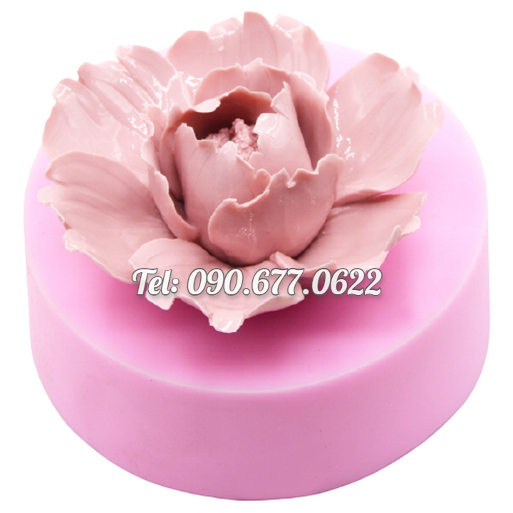 Khuôn rau câu silicone hoa mẫu đơn tầng cánh cúp loại 8 cm - Mã số 1636