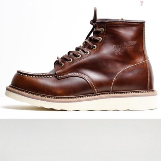 Giày boot nam cao cổ màu nâu REDWING 1907, giày da thật đế bánh mì tăng chiều cao TONKIN