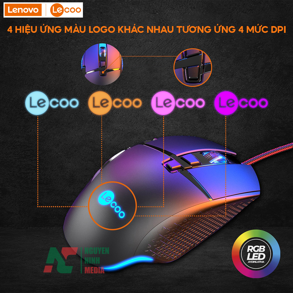 Chuột Gaming Có Dây Lenovo Lecoo MG1101 - Hàng Chính Hãng