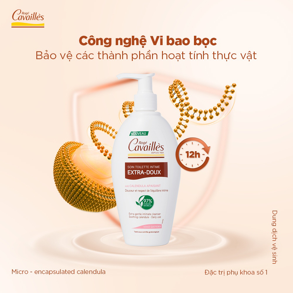 Dung dịch vệ sinh phụ nữ Roge Cavailles - Nhập khẩu chính hãng - Sản phẩm số 1 tại pháp - 250ml