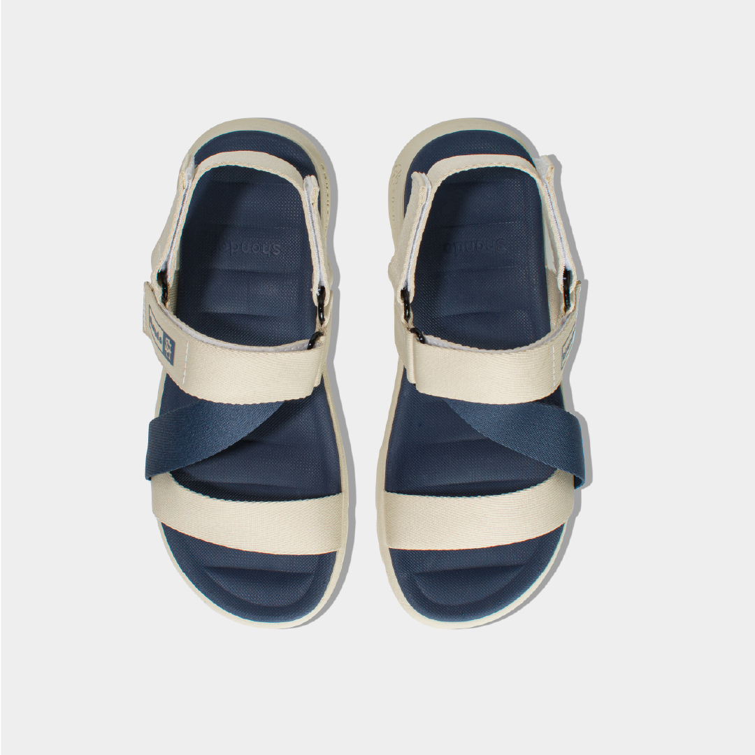 Giày Sandals Nam Nữ Shondo F6 Sport Đế Be Quai Be Xanh F6S2525